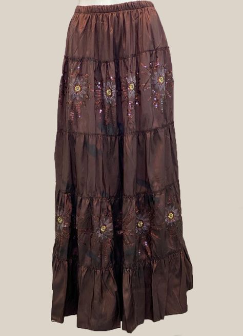 Hippie Maxi Skirt, Skirt Boho Outfit, Boho Skirt Outfit, Fairy Skirts, Hippie Style Outfits, Hippie Embroidery, Hippie Dresses Boho, Bohemian Skirts, Panelled Skirt