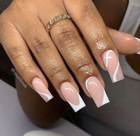 Nude Nail Designs Classy, Nude Tapered Square Nails, Medium Square Nails Designs, Medium Square Acrylic Nails Designs, Sophisticated Nails, Cruise Nails, Classy Acrylic, French Manicures, Bad Gyal