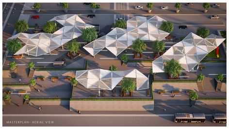 Public Grand Square on Behance Urban Canopy Architecture, Modern Canopy Design, Canopy Design Architecture, Modern Pavilion Design, Pavilion Design Architecture, Bungalows Design, Architecture Canopy, Modern Canopy, Canopy Ideas