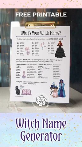 Free Witch Name Generator – Greengate Images Witch Names Generator, Witch Names Ideas, Witch Name Generator, Calendar Clipart, Witches Night, Valentine Day Video, Witches Night Out, Witch Names, Bingo Set