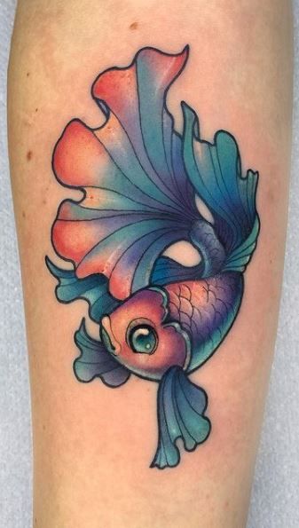 New School Tattoo Designs Woman, Coloured Tattoo Designs, Cartoon Tattoo Designs Color, New School Tattoo Outline, Small New School Tattoo Designs, Small New School Tattoo, New School Fish Tattoo, New School Flash Tattoo, Cute Colour Tattoo