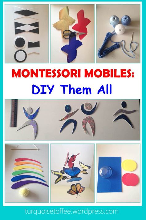 Montessori Mobiles: DIY Them All…All parents want to give their baby the best start in life. We go to great lengths to give them only the purest food, the safest cribs, the softest blankets,… Montessori Mobile Diy, Mobiles Diy, Montessori Newborn, Stages Of Baby Development, Diy Montessori Toys, Montessori Mobile, Montessori Nursery, Maluchy Montessori, Baby Montessori