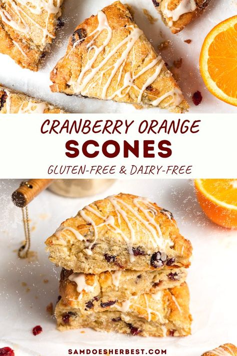 Dairy Free Scones, Orange Scones Recipe, Cranberry Orange Scones, Gluten Free Scones, Cranberry Scones, Cranberry Orange Muffins, Orange Scones, Delicious Paleo Recipes, Dairy Free Breakfasts