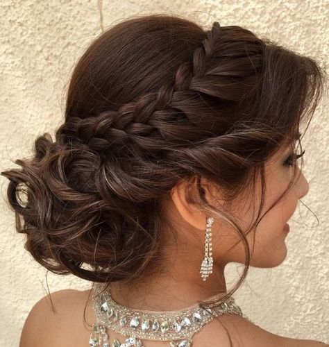 Formal Hairstyles For Long Hair, Engagement Hairstyles, Bridal Hair Buns, Quinceanera Hairstyles, Braided Bun Hairstyles, Quince Hairstyles, Peinados Recogidos, Hair Bridesmaid, Hair 2018