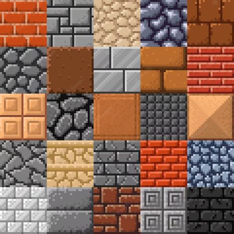 Premium Vector | Tile stone brick or porcelain stoneware and marble roof tiles vector retro 8bit pixel art game surface pattern background of 8 bit pixel cubic brickwork rock gravel or concrete wall blocks Pixel Objects, 8bit Pixel Art, 8 Bit Pixel Art, Game Textures, Piskel Art, Pixel Art Tutorial, Pixel Art Templates, Framed Map, Cool Pixel Art