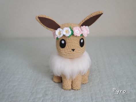 Pokemon Eevee – Miss Dolkapots Krafties Pokemon Crochet Patterns Free Eevee, Crochet Eve Pokemon, Eevee Crochet Hat Pattern Free, Evee Pokemon Free Crochet Pattern, Crochet Eevee Evolutions, Crochet Eevee Pattern Free, Eevee Crochet Pattern Free, Eevee Crochet Pattern, Eevee Crochet