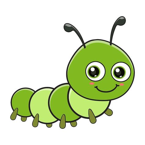 Worm Cute Drawing, Caterpillar Drawing Simple, Worm Drawing Cute, Worm Animation, Catipillar Drawing, Kawaii Caterpillar, Cute Caterpillar Drawing, Worm Painting, Caterpillar Painting