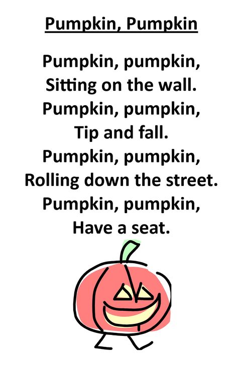 Itty Bitty Rhyme: Pumpkin, Pumpkin - we use this one often for toddlers as a transition for story time, since it ends in "Have a seat." :) Pumpkin Songs For Preschoolers, Halloween Songs For Infants, Pumpkin Theme Activities For Toddlers, Pumpkin Fingerplays, Songs For Toddlers Circle Time, October Curriculum For Toddlers, Pumpkin Songs Preschool, Fall Songs For Toddlers, Pumpkin Songs For Toddlers