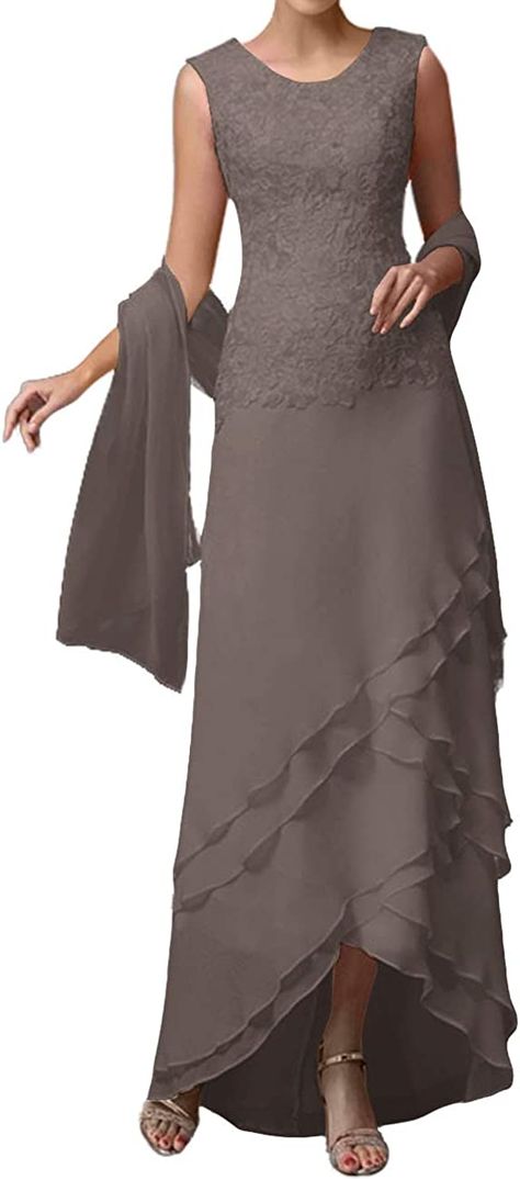 Mother of The Bride Dresses Lace Evening Formal Dress Wraps Tiered Champagne 10 at Amazon Women’s Clothing store Dress Ankle Length, Bride Dress Lace, Mothers Dresses, Evening Formal, Dresses Lace, Bride Dresses, Mother Of The Groom, Formal Evening Dresses, Amazon Women