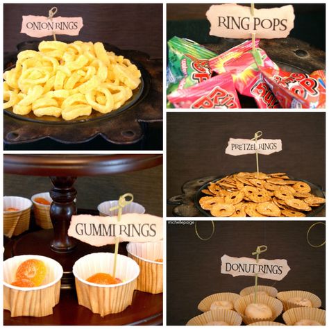 michelle paige: Lord of the Rings Birthday Party Lord Of The Rings Birthday, Hobbit Food, Hobbit Party, Party Rings, Birthday Ring, Watch Party, Food Themes, Wedding Food, 30th Birthday