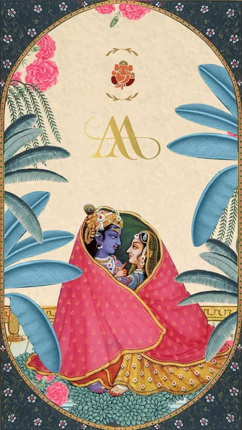 Radha Krishna Wedding Invitation Video, Radha Krishna Wedding Card, Video Invite For Wedding, Radha Krishna Invitation Card, Royal Wedding Invitation Video, Pichwai Wedding Invitation, Invite Wedding Card, Peacock Animation, Pichwai Invitation