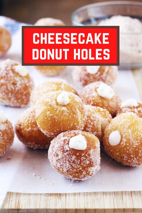 Doughnut Serving Ideas, Cream Cheese Filled Donut, Cream Cheese Donut Filling, Stuffed Donut Holes, Cake Pop Donut Holes Recipes, Full Loaded Cream And Jam Donuts Recipe, Donut Bites Recipes, Doughnut Holes Recipe Easy, Donut Cheesecake