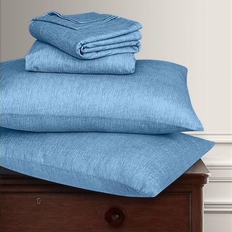 Amazon.com: Briarwood Home 100% Cotton Heather Printed Flannel Sheet Set 3 Piece Brushed Turkish Bedding Super Soft, Warm, Cozy, Deep Pocket & Breathable All Season Sheets & Pillow Set (Oxford Blue, Twin) : Home & Kitchen Prickly Heat, Blue Queen, Flannel Sheets, Best Sheets, Deep Pocket Sheets, Oxford Blue, Beach Design, Bed Sheet Sets, Body Heat