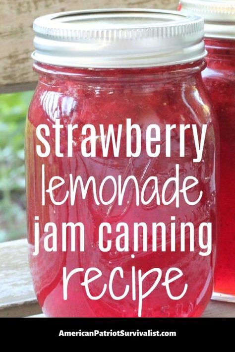 Strawberry Lemonade Jam, Canning Jam Recipes, Homemade Strawberry Lemonade, Canned Strawberries, Pressure Canning Recipes, Canning Fruit, Home Canning Recipes, Jam Recipes Homemade, Canning Jam