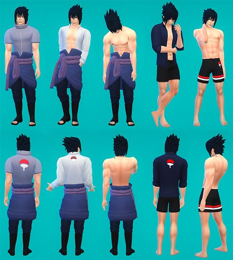 Sims 4 Naruto Cc, Sasuke Happy, Sims 4 Naruto, Sasuke Hair, Descendants Clothes, Sims Download, Bratz Doll Outfits, Sims 4 Anime, Sims 4 Clutter