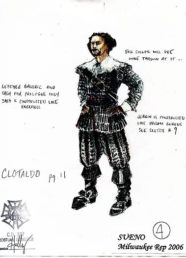 Sueño (Clotaldo). Milwaukee Repertory Theater. Costume design by Martha Hally. Theater Costume Design, Amazing Costumes, Costume Design Sketch, Theater Costumes, Theatre Costumes, Costume Designer, Historical Costume, Cool Costumes, Design Sketch