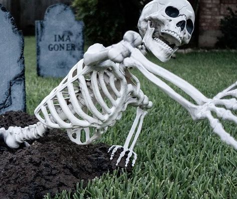 DIY Halloween Graveyard Skeleton – Wicked Makers Diy Graveyard, Diy Halloween Graveyard, Monster Magazine, Entrada Halloween, Outdoor Halloween Decor Ideas, Outdoor Halloween Decor, Halloween Decorations Ideas, Halloween Skeleton Decorations, Halloween Outside