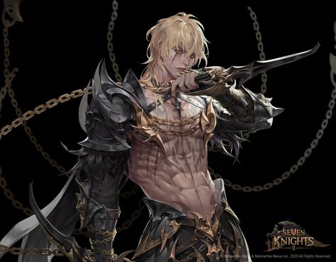 Male Knight Character Design, Knight Oc Male, Monster Oc, Knight Anime, Seven Knights, 7 Knight, Male Fairy, Anime Knight, Seven Knight