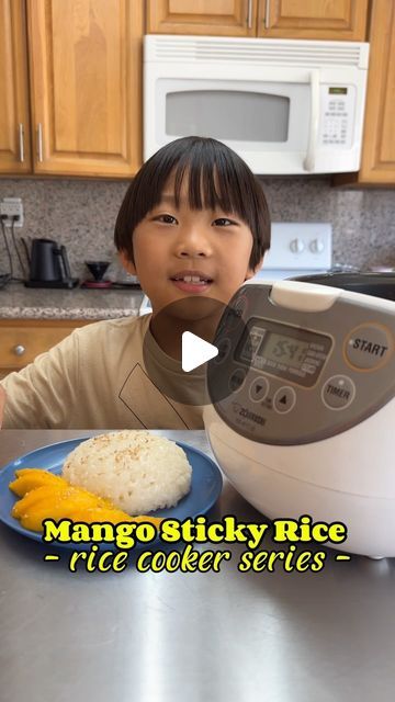 Easy Peasy Jordan on Instagram: "Mango Sticky Rice ✨ rice cooker series ✨ This turned out SO GOOOD!!! It’s definitely not your traditional way of making mango sticky rice, but we were inspired by it 🥭🍚   There’s no need to soak the rice with this method 👍   *the next time we make it, we’re doubling the recipe bc we ate this all in one sitting lol  What you need: 1 cup rice 3/4 cup coconut water  1/2 cup coconut milk 3 tbsp sugar 1/2 tsp salt Sesame seeds 1 mango  Our friend suggested we swap out the water for coconut water… game changer!!   #mangostickyrice #ricecookerrecipe #zojirushi" Coconut Sticky Rice With Mango, How To Make Sticky Rice In Rice Cooker, Easy Mango Sticky Rice Recipe, Mango Sticky Rice In Rice Cooker, Sticky Rice Recipe Rice Cooker, Sticky Mango Rice, Sticky Rice And Mango, Mango Sticky Rice Recipe, Chinese Sticky Rice