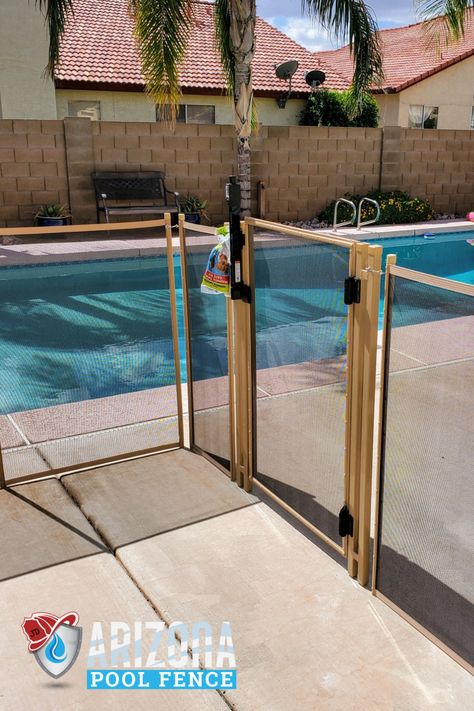 mesh pool fence and self-closing and locking baby safety gate arizona Diy Safety Gate, Mesh Pool Fence, Arizona Pools, Pool Fences, Diy Safety, Safety Gates, Pool Gate, Pool Steps, Mesh Fencing