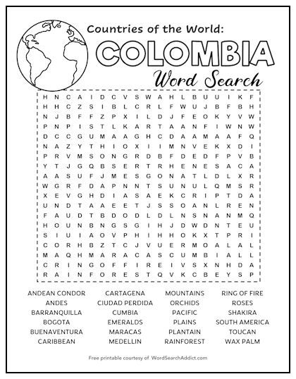 Word Puzzles For Kids, Word Search Puzzles Printables, Free Printable Word Searches, Around The World Theme, World Puzzle, Spanish Classroom Activities, Italy Culture, Calendar Activities, Word Search Printables