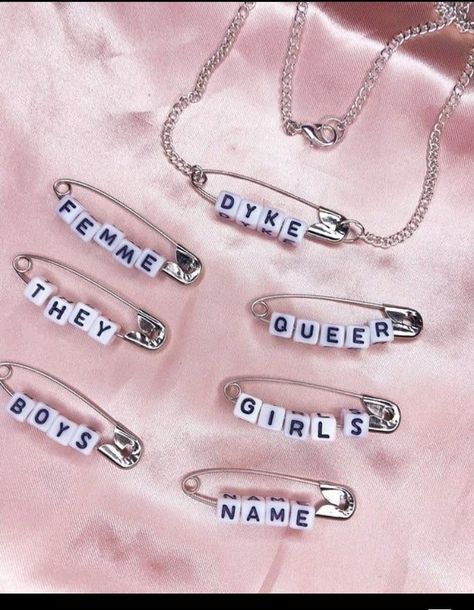 Word Necklace, Name Tags, Safety Pin, Necklaces, Chain, Tags, Silver, Pink