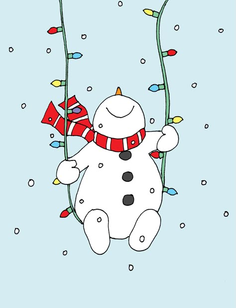 Snowman Christmas Lights Swing Diy Christmas Lights, Christmas Light Installation, Christmas Doodles, Christmas Rock, Christmas Card Art, 카드 디자인, Watercolor Christmas Cards, Navidad Diy, Diy Christmas Cards