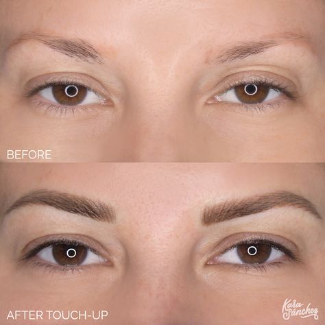 Combo Brows is a technique that combines traditional Microblading strokes with digital device shading, called Nano Brows. This is the best of both worlds and creates long-lasting depth and dimension for even oily skin. This procedure takes about 2 hours and lasts 1-3 years depending on skin type. We can match any hair color and will draw every stroke of your new dream brow for you to approve before we begin your procedure. Come see us at Kara Sanchez Beauty in Austin, TX 78704. Brow Shading Tattoo, Eye Brow Microblading Before And After, Microblading Combo Eyebrows, Combination Brows Microblading, Combo Brows Before And After, Powder Brows Before And After, Nano Eyebrows, Nano Brows Before And After, Combo Brows Microblading