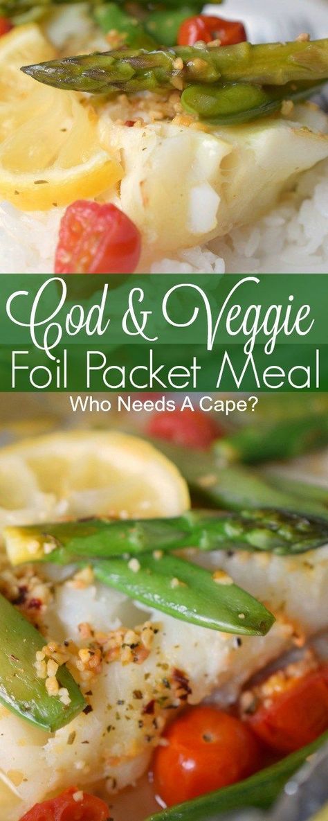 Camping Meals Foil Packets, Grilled Cod, Pollock Fish Recipes, Foil Packet Dinners, Foil Dinners, Foil Pack Meals, Foil Packet Meals, Foil Packet, Baked Cod