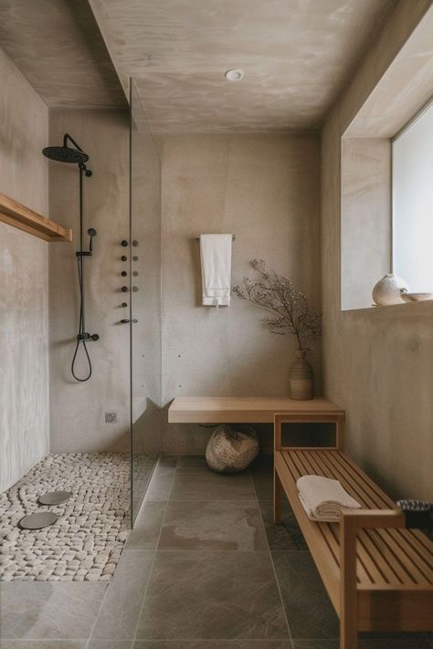 Wellness Bathroom Ideas, Small Bathroom Renovation Ideas Minimalist, Japandi Style Bathroom Small, Japandi Room Decor, Bali Interior Design Tropical Style, Japandi Washroom, Japandi Master Bath, Japandi Bathroom Decor, Japandi Restroom