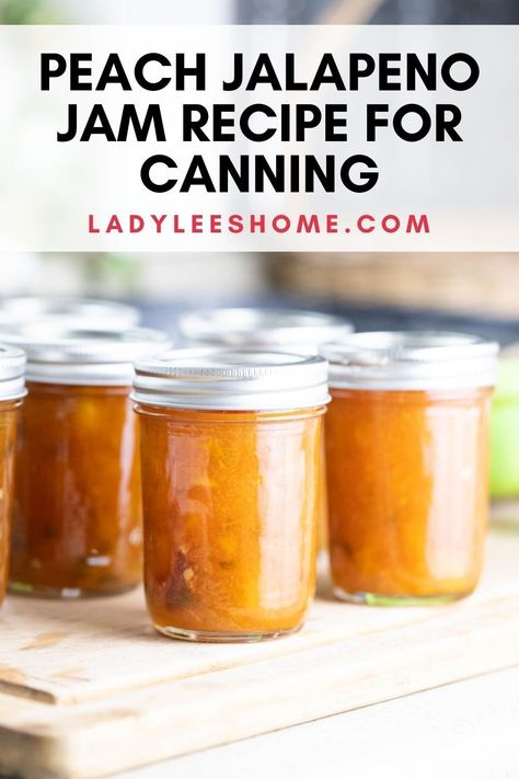 Peach Pepper Jam Recipe Canning, Spicey Peach Jam, Peach Habanero Jam Canning, Peach Jalapeno Jam Recipes, Peach And Jalapeno Jam, Peach Jalapeño Jam Recipe Canning, Jalapeno Peach Jam Recipe Canning, Jalapeño Peach Jam, Jalapeno Peach Jam Recipe