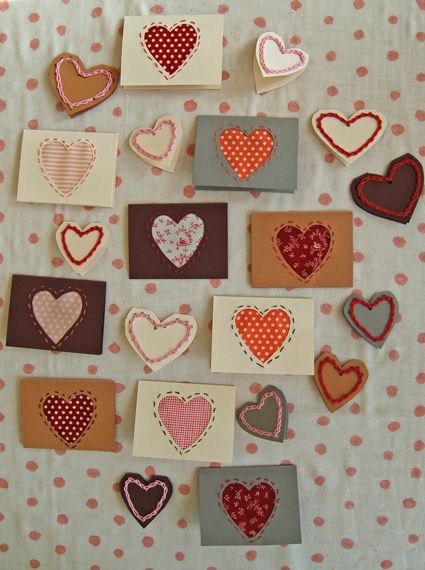 Diy Wedding Thank You Cards, Cards With Hearts, Valentines Bricolage, Diy Valentines Cards, Fabric Cards, Valentine Projects, Valentines Crochet, Homemade Valentines, Handmade Valentine