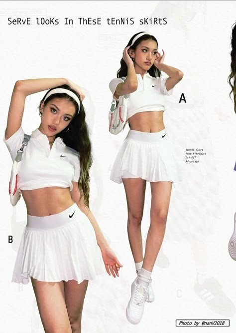 Jennie White, Tennis Outfit, T Shirt Crop Top, Pose Fotografi, Concept Clothing, Black Headband, Black Socks, Mode Inspo, White Skirt