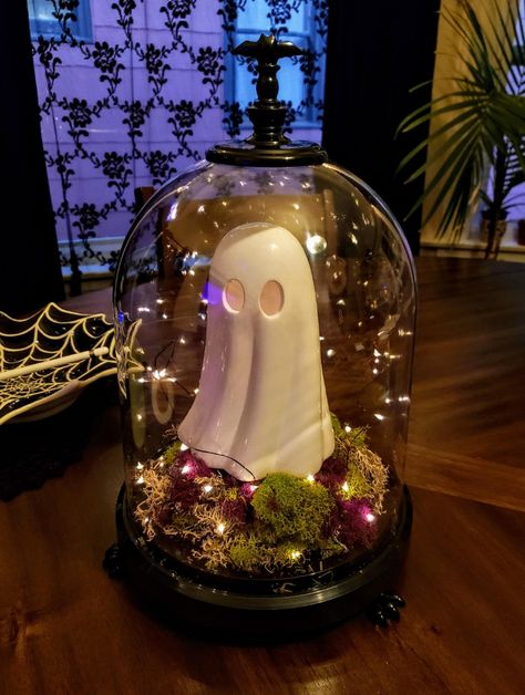 Bell Jar Ideas, Cloche Decor Ideas, Bell Jar Decor, Cottage Core Halloween, Halloween Cloche, Black And White Room, Halloween Diorama, Cloche Decor, Happy Hollidays