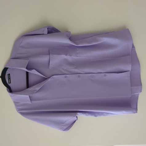 New Without Tags. Light Purple Button Up Shirt. Purple Button Up Shirt, Button Up Shirt Women, Pantone Swatches, Purple Shorts, Lavender Purple, Shein Tops, Short Sleeve Button Up, Light Wash Denim, White Sneakers