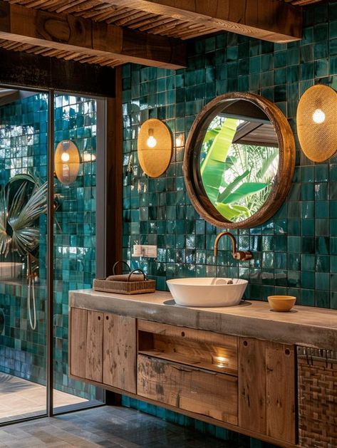 23 Tasteful Teal Bathroom Ideas Lake Inspired Bathroom, Turquoise Small Bathroom, Turquoise And Grey Bathroom, Dark Teal Bathroom Ideas, Serene Bathroom Ideas, Teal Tile Bathroom, Teal And Gold Bathroom, Green Tile Bathroom Ideas, Turquoise Bathroom Tiles