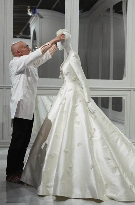 Miranda Kerr’s Dior wedding dress just landed at the National Gallery of Victoria Dior Wedding Dress, Dior Wedding Dresses, Dior Wedding, House Of Dior, Silver Cocktail Dress, Kampot, Weddings By Color, National Gallery, Satin Wedding