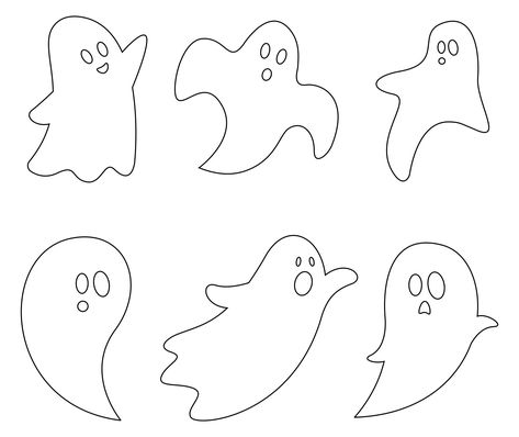 Halloween Diy Cutouts, Friendly Ghost Face, Halloween Cutouts Template, Ghost Template For Kids, Halloween Ghost Printables, Ghost Cut Out Template, Ghost Print Out, Halloween Free Printables Templates, Ghost Line Drawing