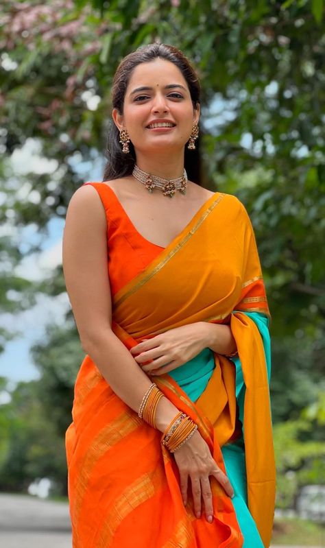 Orange Sarees, Ashika Ranganath, Mysore Silk Saree, Mysore Silk, The Modern Bride, Wedding Look, Seductive Clothes, Saree Models, Office Look