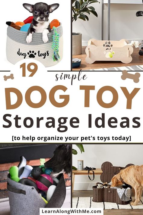 Tired of tripping over your dog's toys? 🐶 Our list of dog toy storage ideas will solve your problem and keep your furry friend's toys organized and accessible. From stylish baskets to doggie toy boxes, these ideas are both practical and visually appealing. (Well most of them anyway) 

Click to read more and discover how to keep your home neat and your pup happy with these clever storage solutions! 🐾🧡 

#DogToyStorage  #dogtoystorageideas #dogOrganization #DIYDogProjects   #DogToys Toy Box For Dogs, Puppy Toy Basket, Dog Toy Bin Ideas, Pet Toy Storage Ideas, Dog Toy Basket Ideas, Diy Dog Toy Storage Ideas, How To Store Dog Stuff, Diy Dog Storage Ideas, Dog Toy Basket Living Rooms