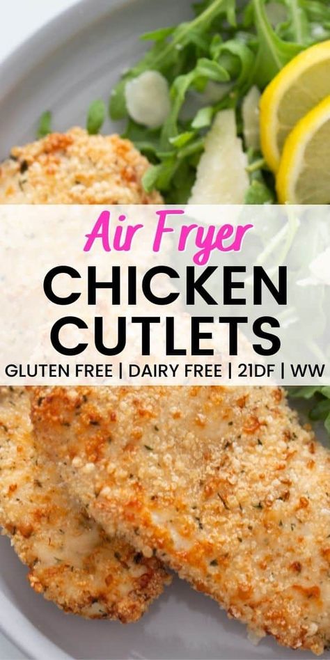 Chicken Cutlets Recipes Air Fryer, Air Fryer Chicken Cutlets Healthy, Breaded Chicken Cutlets In Air Fryer, Gluten Free Chicken Cutlets, Chicken Cutlets Air Fryer, Air Fryer Chicken Cutlets, Baked Chicken Cutlets, Easy Air Fryer Chicken, Crispy Air Fryer Chicken