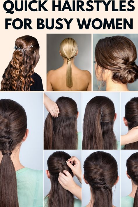 Quick Hairstyles For Busy Women Low Chignon Bun, Easy And Quick Hairstyles, Hairstyle Tips, Chignon Bun, Low Chignon, Simple Hairstyle, Easy Hairstyles Quick, Tight Curls, Easy Hairstyle