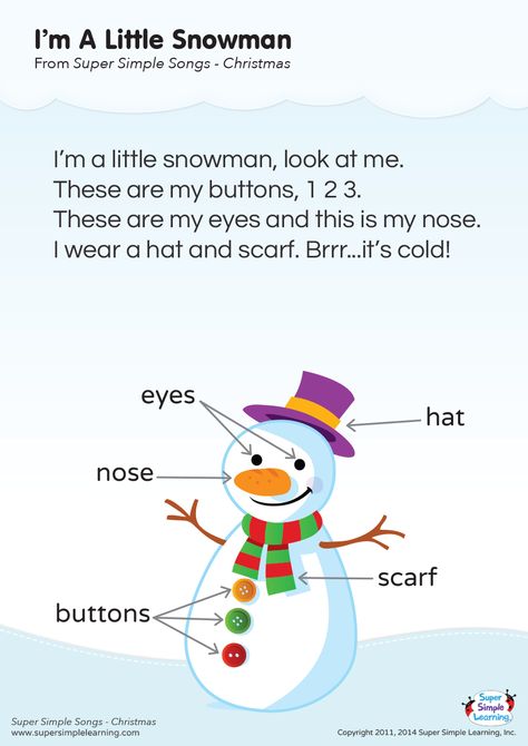 Snowman Lyrics, Winter Songs For Preschool, Snowman Song, Songs For Preschool, Snowman Songs, Preschool Poems, Winter Lesson Plan, Winter Song, Winter Poems