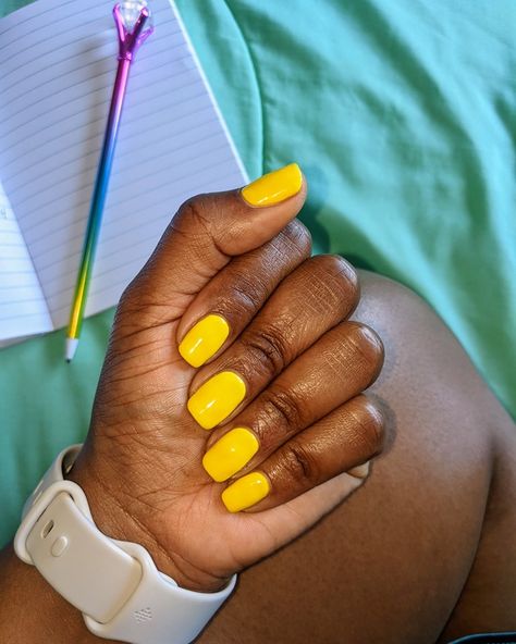 Yellow nails have been on my mind the last week so I decided to go for it 🌞 Color: Hello Sunshine by LeChat Perfect Match Gel Nail Polish 💅🏿 #gelnails #yellownails #hellosunshine #summernails #brightnails #gelmanicure #shortnails #momnails Short Yellow Nails, Yellow Nails Ideas, Bright Yellow Nails, Yellow Manicure, Lace Nail Art, Classy Nail, Classy Nail Designs, Lace Nails, Polish Ideas