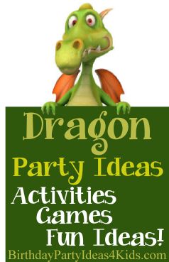 Dragon themed birthday party games, activities, party food, decorations, invitation ideas, and everything you need to plan the perfect dragon party.  Great for boys and girls of all ages!  #dragon #birthday Dragon Party Ideas, Ideas For Party Games, Dragon Themed Birthday Party, Girls Party Games, Dragon Birthday Parties, Knight Party, Slumber Party Games, Dragon Kid, Dragon Crafts