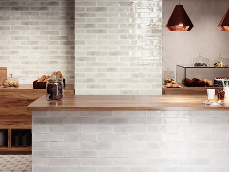 Taupe Tile, White Kitchen Wall Tiles, Country Kitchen Tiles, Large Kitchen Tiles, Brick Ceramic Tile, Traditional Kitchen Decor, Brick Tile Wall, Crackle Glaze Tiles, Kitchen Feature Wall