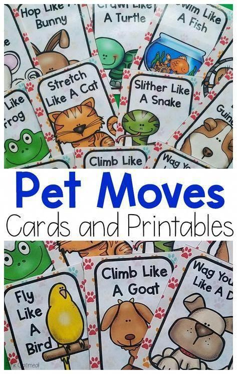 Preschool Pet Study, Pet Preschool Activities, Pet Activities For Preschool, Preschool Pet Activities, Preschool Movement Activities, Preschool Pets, Pet Study, Pet Activities, Movement Cards