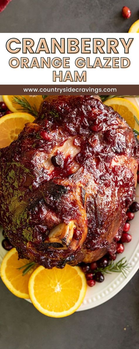 Looking for an easy baked ham recipe that will impress your guests? This Cranberry Orange Glazed Ham is perfect! It’s moist and full of flavor thanks to an easy homemade cranberry glaze. Whether it’s for Christmas, Easter, or any special occasion this ham will be the star of the show. If you have never baked a ham before don’t be intimidated. It is VERY easy and a perfect place to start for beginners. We love to enjoy ham throughout the year for different occasions. Christmas Ham Glaze, Christmas Ham Dinner, Easy Baked Ham, Best Ham Recipe, Orange Glazed Ham, Baked Ham Recipe, Thanksgiving Ham, Christmas Ham Recipes, Ham Sauce