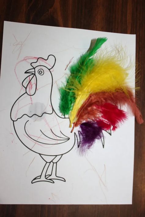 Rooster Preschool Craft, Barnyard Dance Activities, Farmer Crafts For Toddlers, Chicken Activities For Toddlers, Farm Toddler Crafts, Farm Animals Crafts For Toddlers, Community Neighborhood, Farmer Craft, Barnyard Dance