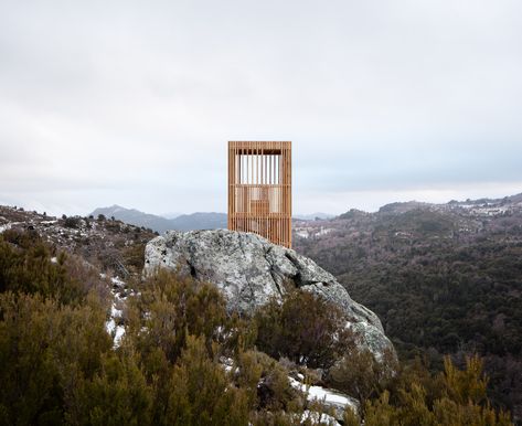 Orma Architettura designs trio of Corsican Deer Observatories Architectural Competition, Architecture Art Design, Natural Park, Interior Projects, Amazing Architecture, Golden Gate Bridge, Modern Architecture, Deer, Around The Worlds